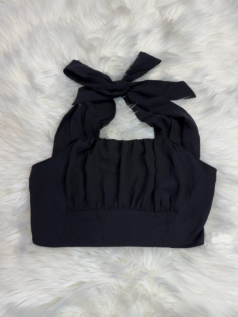Black Halter Tie Crop Top Women's Large